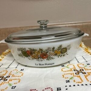 Fire King Anchor Hocking Spice of Life Glass Casserole Dish 2 qt w/ Lid 438.